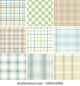 A set of textile / wallpaper tartan patterns. Vector illustration. 