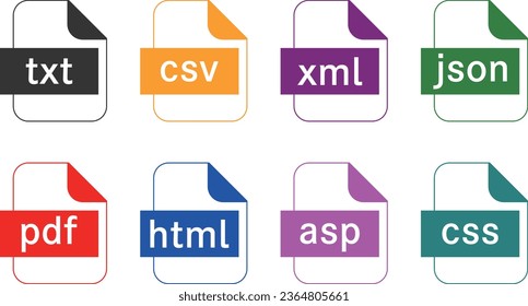 Set of text-related file icons