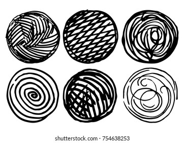 Set of textural circles. Set of grungy round backgrounds. Grungy icon 