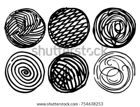 Set of textural circles. Set of grungy round backgrounds. Grungy icon 