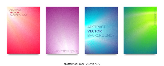Set of texture backgrounds with glowing gradients. Vector.