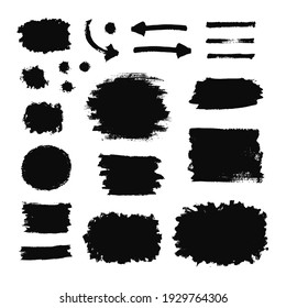 Set of texture backgrounds. Vector grunge objects. Hand drawn spots and strokes.