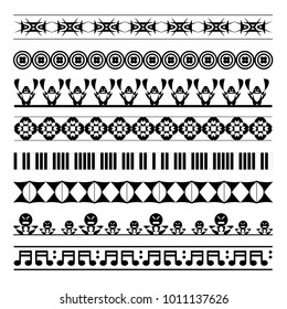 Set of texture black and white geometrical decoration lines and borders 05