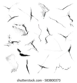 Set texture cracks. Grunge texture of cracks for design and execution. Vector illustration