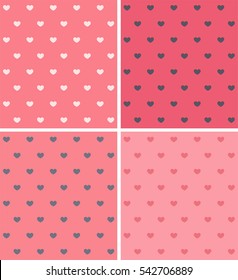 Set texture with a pattern in the hearts: in pink, purple, crimson and terracotta colors.