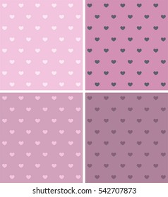 Set texture with a pattern in the hearts: in pink, violet, purple and lilac colors.
