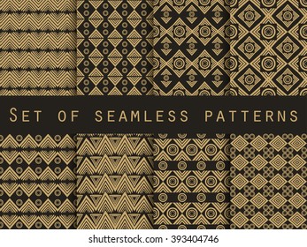 Set the texture seamless in ethnic style. Tribal seamless texture. Seamless pattern in hippie style. For wallpaper, bed linen, tiles, fabrics, backgrounds. Vector illustration.