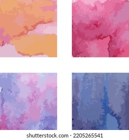 Satz von Texturquadraten. Wasserfarbe. Gradient. Blau. Violett. Rosa. Vektorwasserfarbe. Platz. Dekoration. Set von strukturierten Hintergründen.