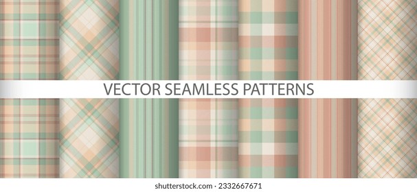 Set texture tartan check. Seamless pattern textile. Plaid background vector fabric collection.