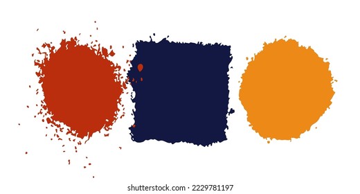 set of textured abstract backgrounds of round and square shapes isolated on a white background. artistic multicolored spots in the grunge style. stock vector illustration. EPS 10.