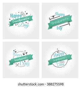 Set of textured backgrounds with text and icons for grandparent's day