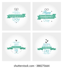 Set of textured backgrounds with text and icons for grandparent's day