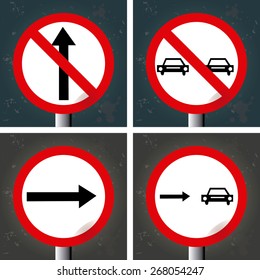 Set of textured backgrounds with traffic signals. Vector illustration