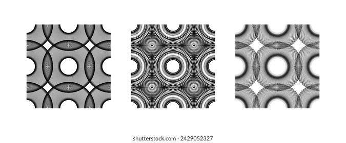 Set of textured black and white abstract seamless pattern backgrounds.
