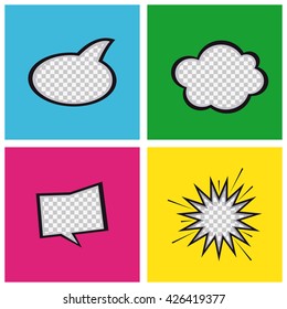 Set of textured comic expressions on different backgrounds