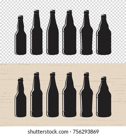 Set of textured craft beer bottle label designs. Vector logo, emblem, typography.