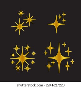 Set of Textured Golden Color Shiny Shape Elements.