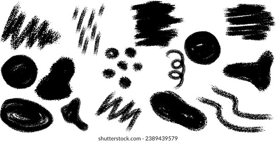Conjunto de garabatos de textura, pinceladas de pincel, pintura antigua. Elementos vectores.