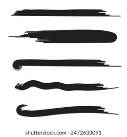 Set of textured hand drawn vector lines.