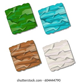 Set of textured panels and tiles isolated on white background. Vector cartoon close-up illustration.

