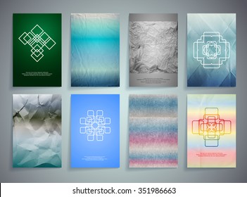 Set of Textured Vintage Paper Backgrounds. Logos. Design Retro Templates Collection for Flyers, Banners and Posters