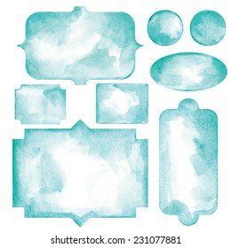 Set of textured watercolor frames
