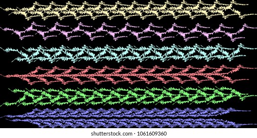 A set of textures of brushes made from dull vintage ribbons in the style of wire and lattice. For registration of frames or banners.