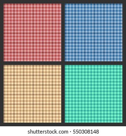 Set of textures of fabrics in a cage. Seamless background. Vector illustration.