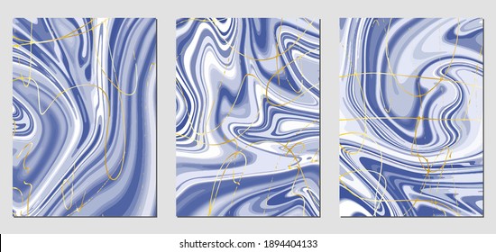 Conjunto de texturas con efecto de pintura acrílica fluida. Mármol líquido. Se puede utilizar para cualquier tipo de diseño: decoración de pared, postal, folleto, huella de moda, fondo, póster, cubierta. Plantilla de vectores.	