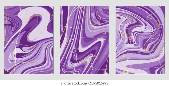Conjunto de texturas con efecto de pintura acrílica fluida. Mármol líquido. Se puede utilizar para cualquier tipo de diseño: decoración de pared, postal, folleto, huella de moda, fondo, póster, cubierta. Plantilla de vectores.	