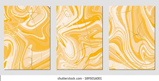 Conjunto de texturas con efecto de pintura acrílica fluida. Mármol líquido. Se puede utilizar para cualquier tipo de diseño: decoración de pared, postal, folleto, huella de moda, fondo, póster, cubierta. Plantilla de vectores.	