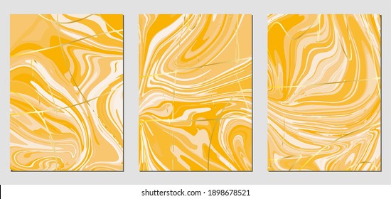 Set of textures with fluid acrylic paint effect. Liquid marble. Can be used for any kind of a design:wall decoration, postcard, brochure, fashion print, background, poster, cover. Vector template.	