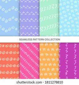 Set of textures made with ink, seamless pattern, vector illustration