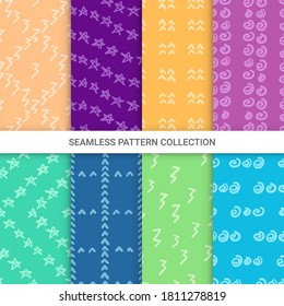Set of textures made with ink, seamless pattern, vector illustration