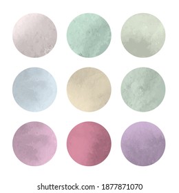 set of textures in the shape of a circle in a calm color scheme. nine circles of pastel colors with a texture that mimics the natural surface. it can be used as a cover for social networks. EPS 10.