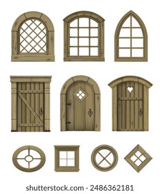 Set textures of vintage doors windows vector