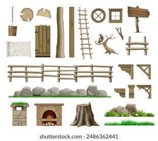 Set of textures of wooden classic parts