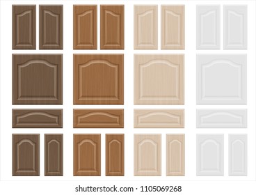 Set textures wooden furniture facades with a transparent blending effect. Diffuse light. Vector graphics. Texture for furniture and interior facades