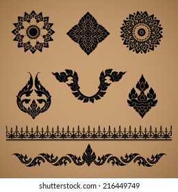 Set of Thai art culture vector,Thai art ornament 