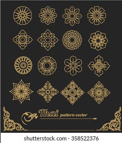  set of thai art design, flower style.vector illustration