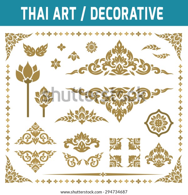 Set of Thai art element. Decorative motifs.\
Ethnic Art.\
Flat icon modern design style vector illustration Thai\
art concept.