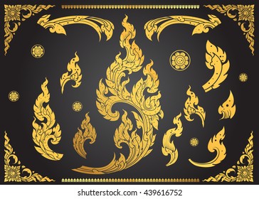 Set Of Thai Art Element Ethnic Art Vector