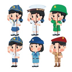 Set Of Thai Boy And Girl Scouts Uniforms