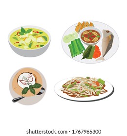 Eine Reihe thailändischer Speisen 