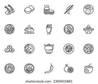 set of thai food icons, thai dessert