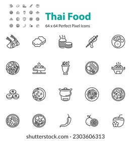 set of thai food icons, spicy, restaurant, 