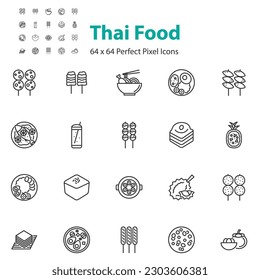 set of thai food icons, spicy, restaurant, 