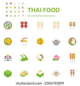 set of thai food icons, spicy, restaurant, 