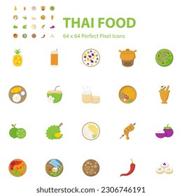 set of thai food icons, spicy, restaurant, 