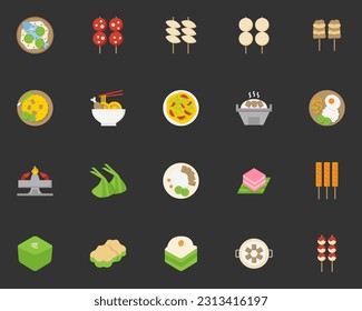 set of thai food icons, spicy, restaurant, 